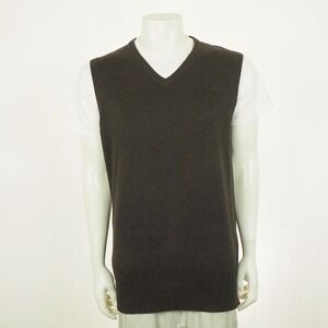 Eddie Bauer V-Neck Pullover Sweater Vest Mens MT Brown Cotton Cashmere Blend